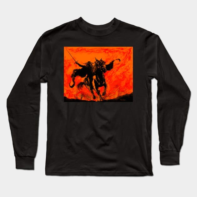 Zorro Fire and Flames Long Sleeve T-Shirt by DougSQ